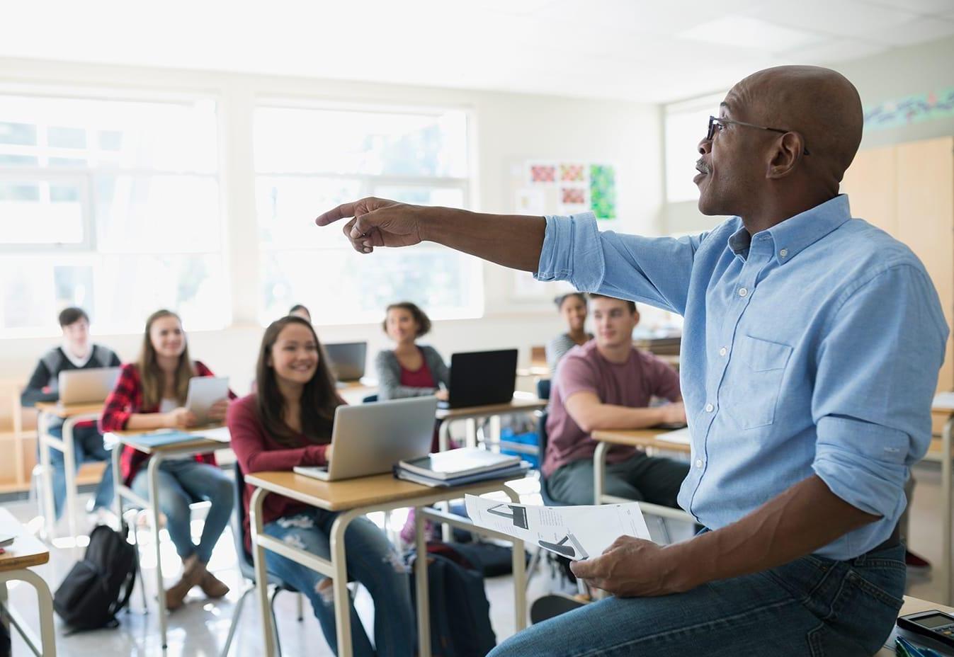 Instructor teaching lesson in classroom