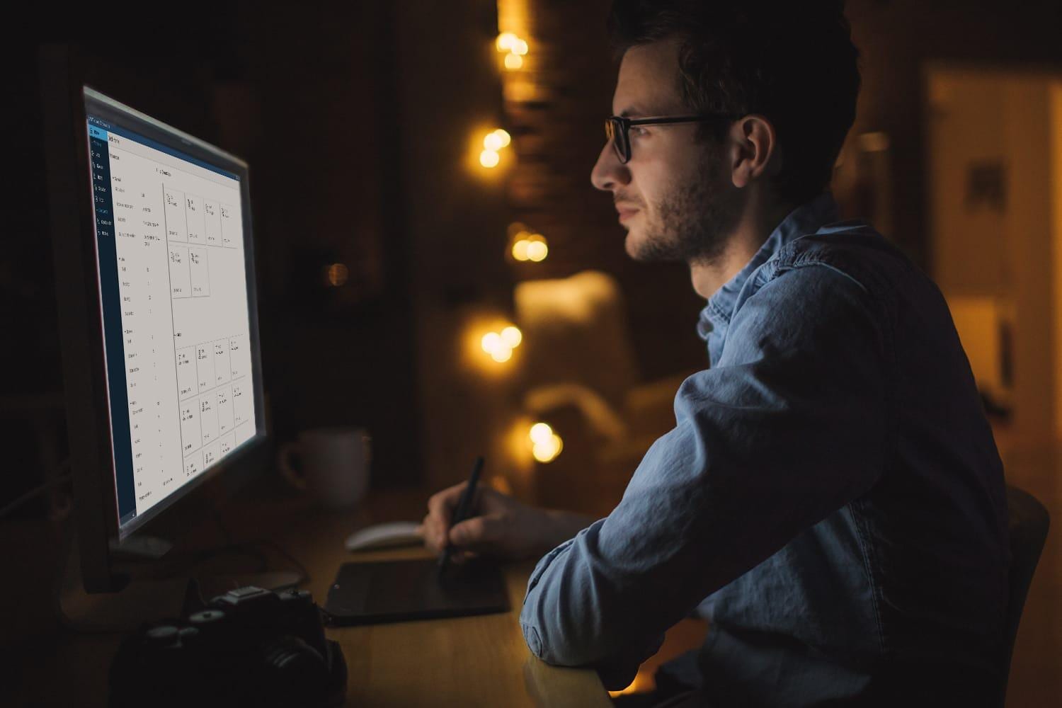 Man using SAS Grid Manager displayed on desktop monitor