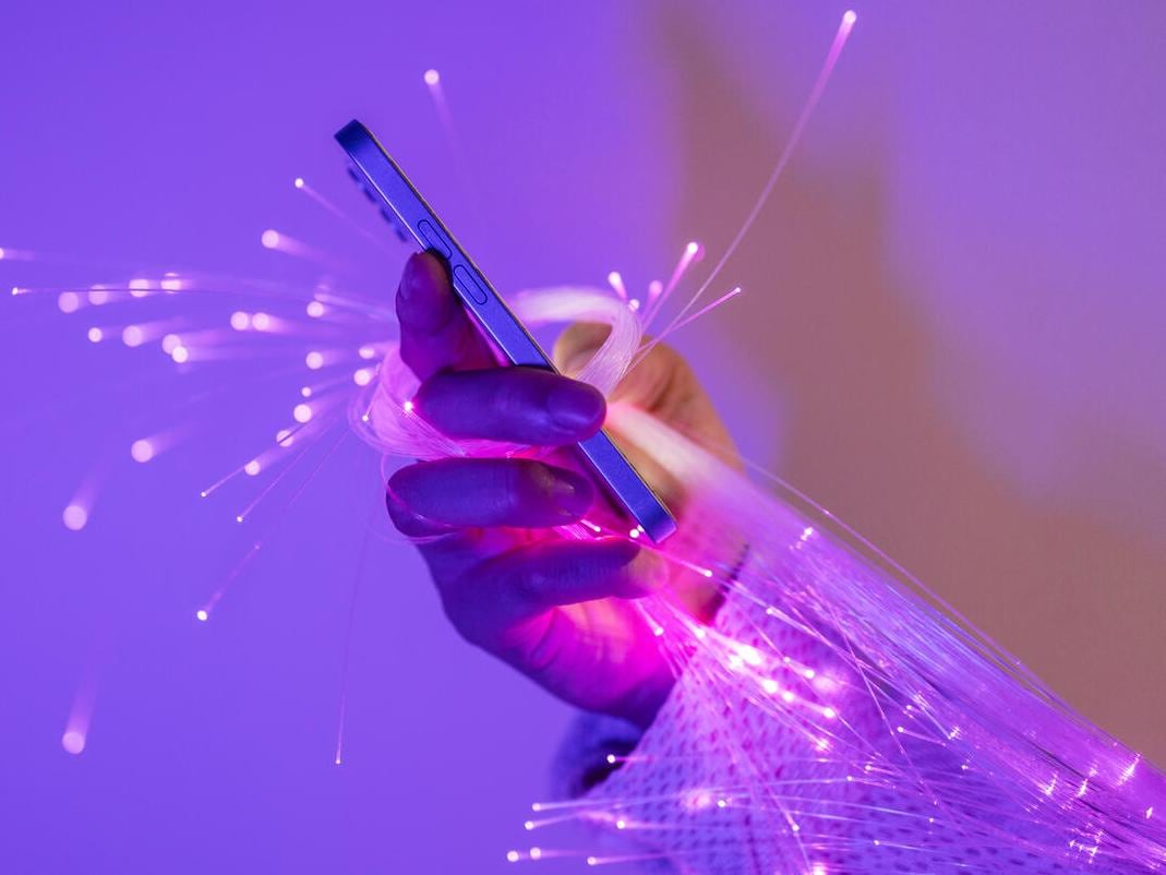 Hand holding a mobile device