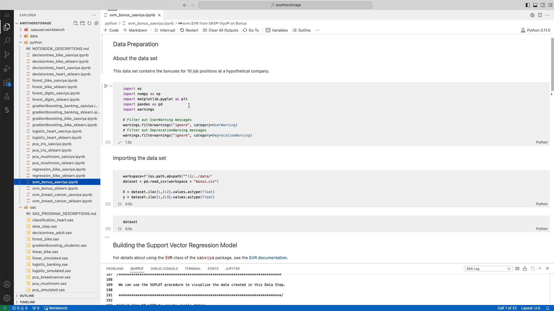 SAS Viya Workbench screenshot showing Quick Start